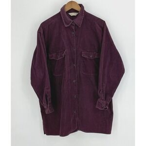 VTG 90s Eddie Bauer Womens Large Wide Whale Corduroy Heavyweight Button Shirt